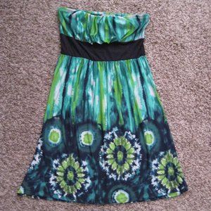 Green Silky Strapless Mini Dress